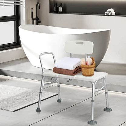 Ktaxon Transfer Bench, Bath Shower Chair Seat, Height Adjustable Shower Stool, for Elderly, Disabled, Supports 330 lbs