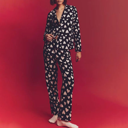 Valentine's Day Pajamas Set Women's Long Sleeve Tops Sleepwear Soft Satin Silk Loungewear Comfy Pjs Shorts Pyjama Set Homewear