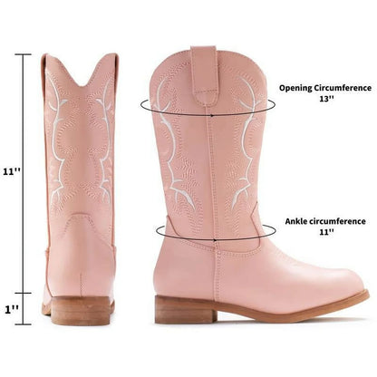 IUV Cowgirl Boots Cowboy Boots For Girls Kids Toddler Fashion Western Boots Mid Calf Riding Shoes
