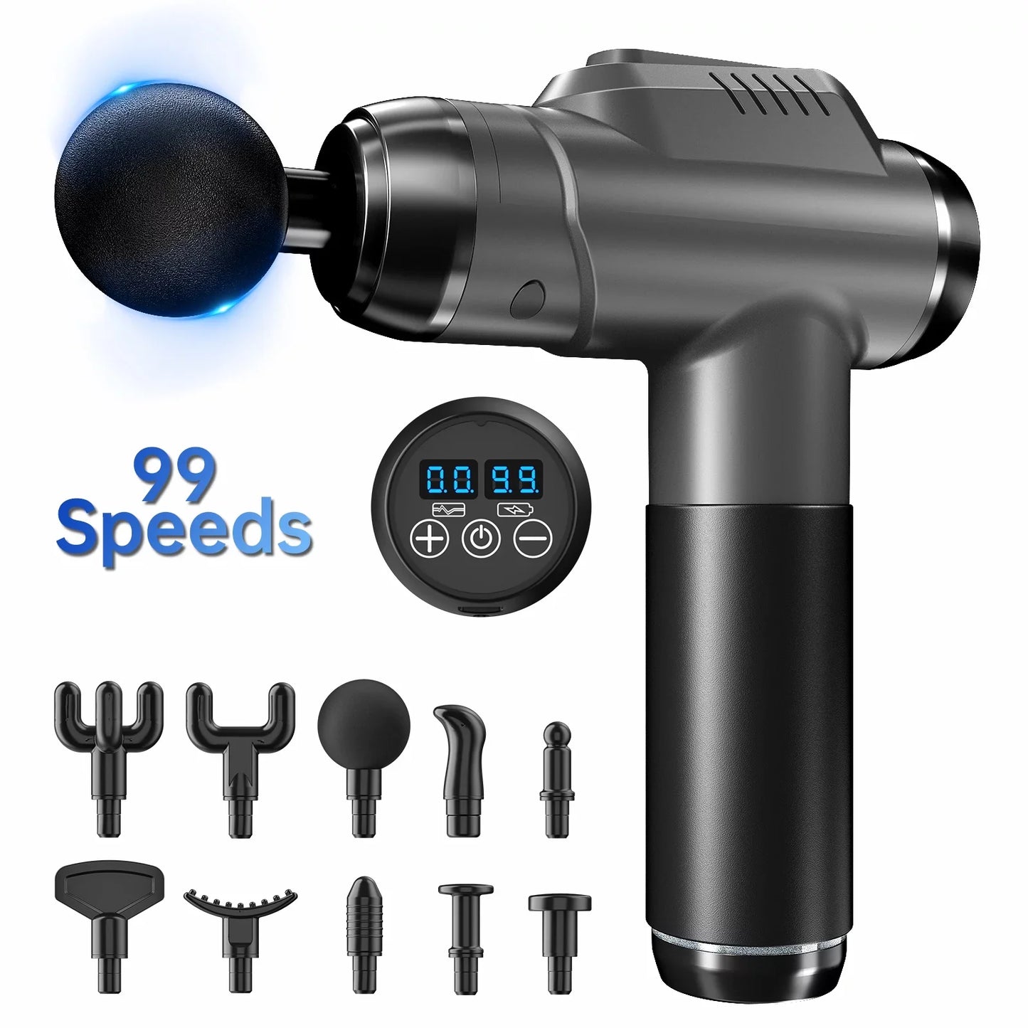 Muscle Massage Gun Handheld Deep Tissue Massager Electric Quiet Portable Massaging Gun 99 Speed Adjustable Professional Fascia Gun for Sore Muscle and Stiffness