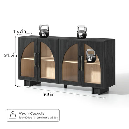 JOINICE Accent Cabinet with Adjustable Shelves,for Living Room,Entryway,Dinning Room,Black