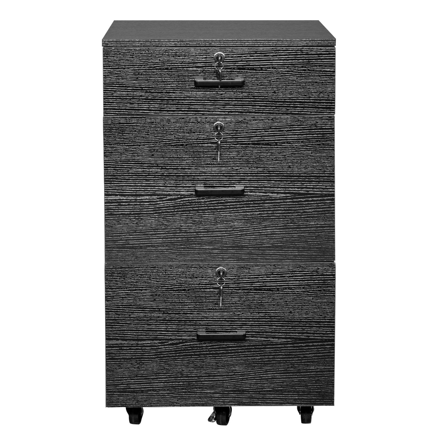 Ktaxon 3 Drawers File Cabinet Legal&Letter Size, with Pencil Drawers Mobile File Cabinet with Rollers, Black