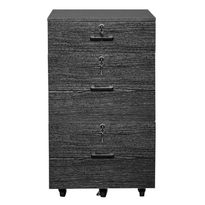 Ktaxon 3 Drawers File Cabinet Legal&Letter Size, with Pencil Drawers Mobile File Cabinet with Rollers, Black