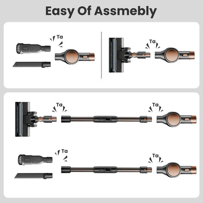 Moifoi Cordless Stick Vacuum Cleaner, 50min 2200mah, Led Display Screen, Lightweight for Carpet Floor Pet Hair Home, Grey, 5.5lb