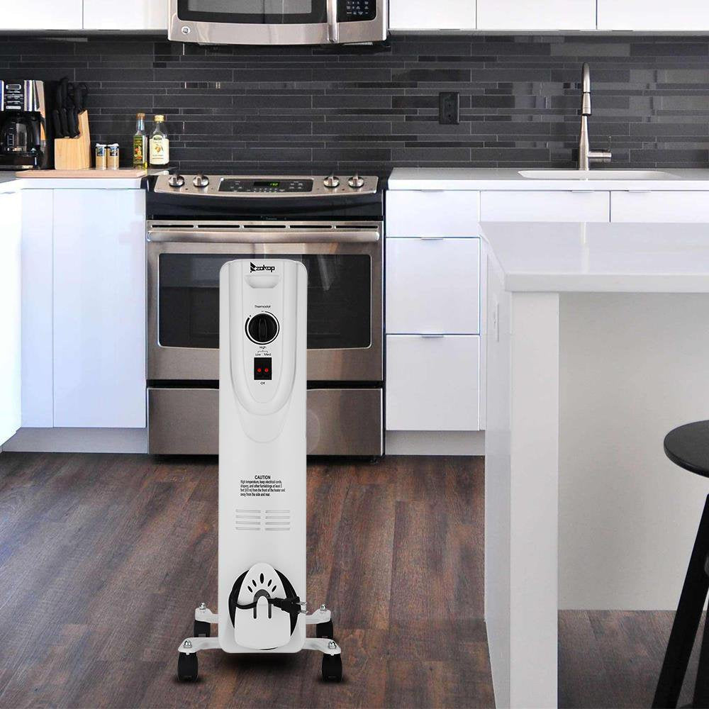 Ktaxon Filled Radiator Heater, Small Portable Space Heater with Adjustable Programmable Thermostat, Quiet, Overheat Protection, 6 Oil Heating Fins, 700W Mini Heater for Home Office White