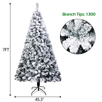 Ktaxon 7 Ft Prince Flocked Artificial Christmas Tree Unlit, Xmas Tree Home Decoration, Automatic Open