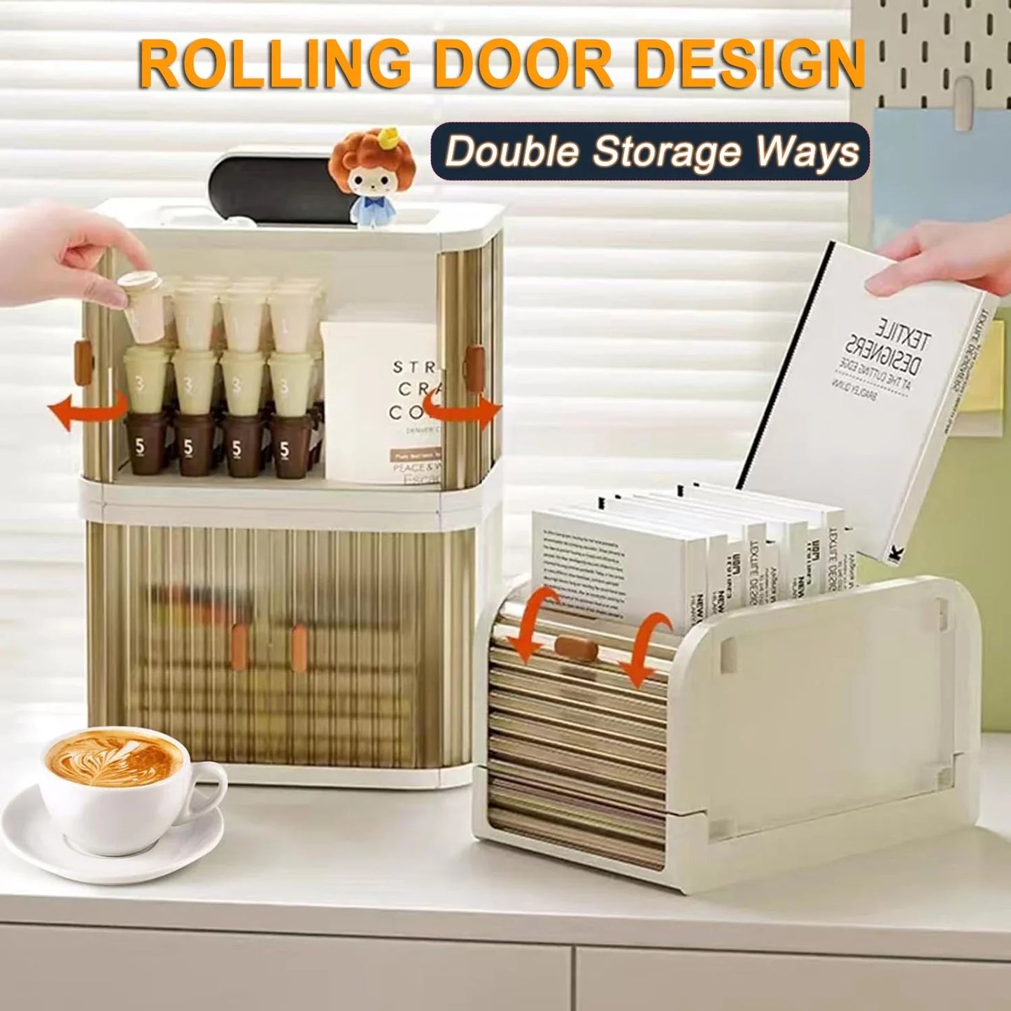 ARCTICICE 2-Pack Collapsible Desk Organizer, Make Up Storage Bins with Lids, Stackable Bathroom Kitchen Drawer Vanity Makeup Cabinet Organizer and Storage Boxes