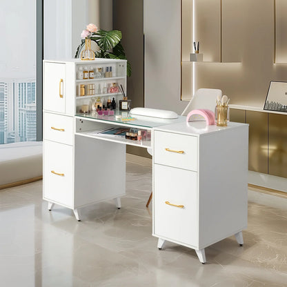 Ktaxon Manicure Table, Nail Makeup Desk, Storage Beauty Salon Workstation,White