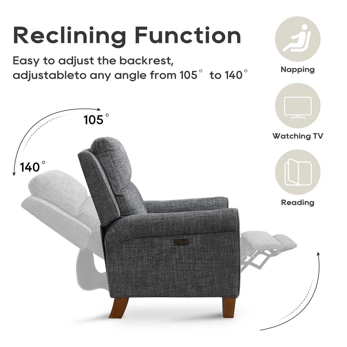 33.4 Wide Power Recliner for Living Room with USB Port