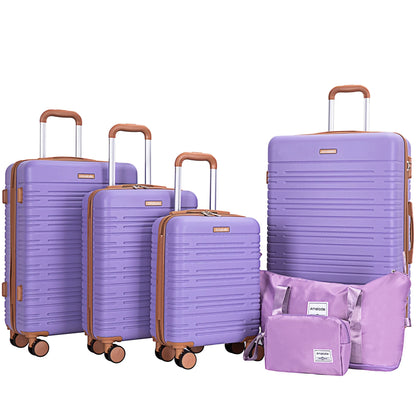 Amalodie luggage 6 Piece Rolling Hardside Luggage Set,LIGHT PURPLE
