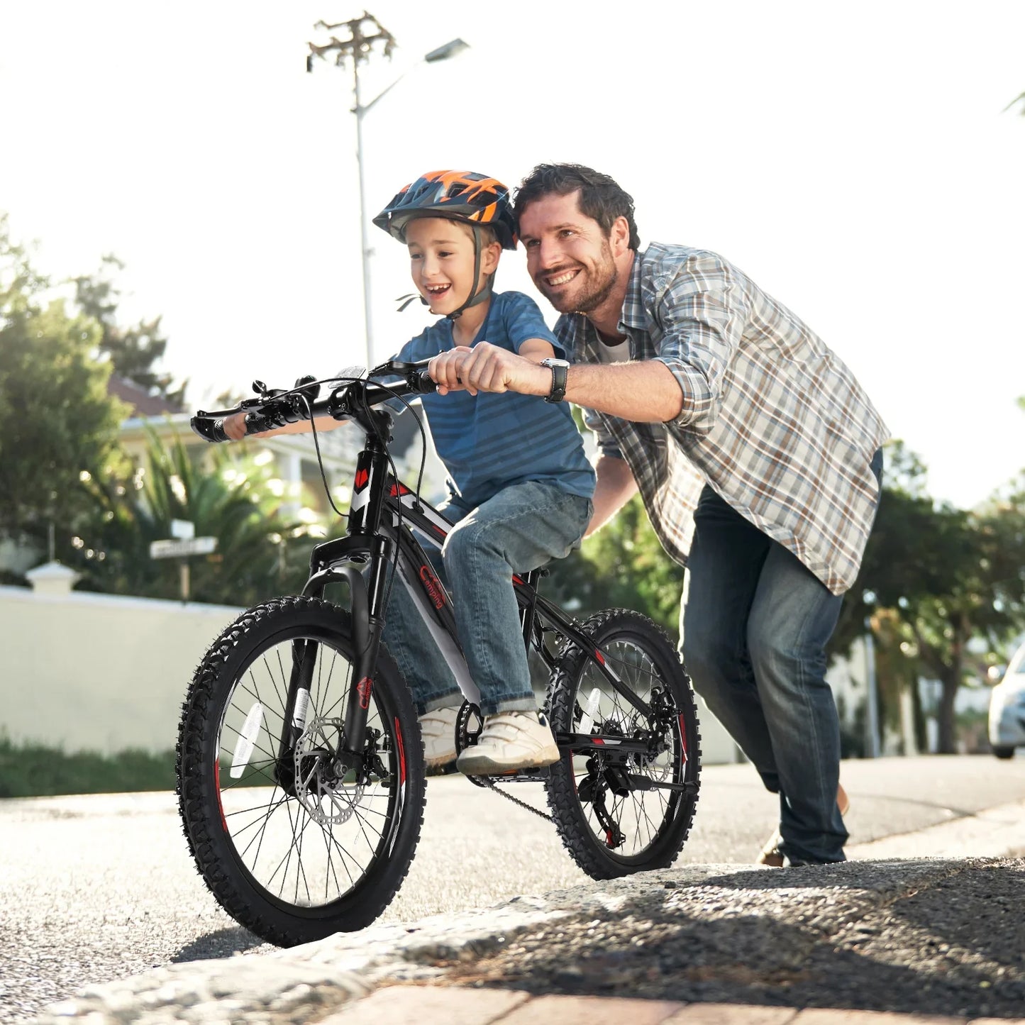 Ktaxon 20" Mountain Bike, Shimano 7 Speed Kids Bike for Boys Girls with Disc Brakes, Black