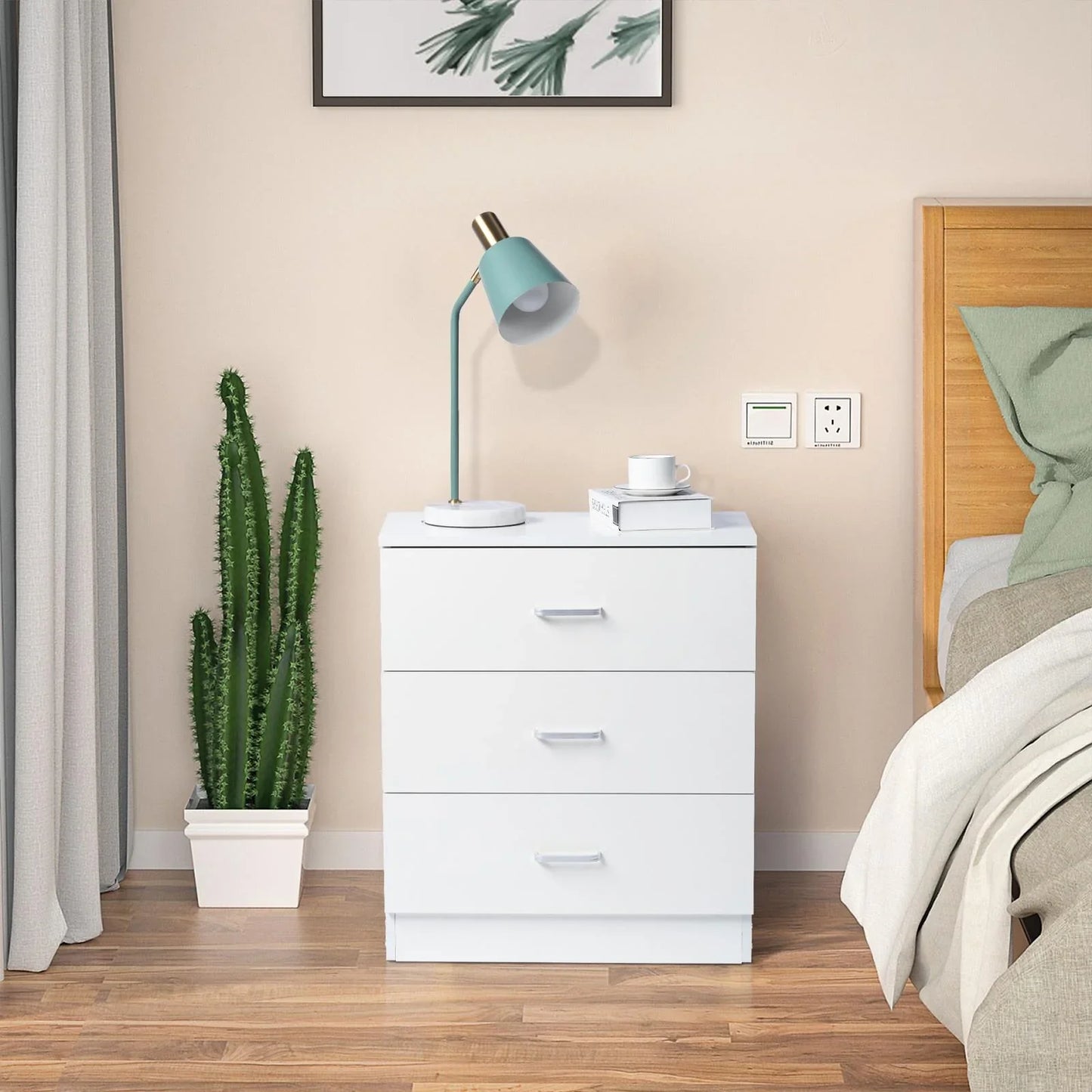 Ktaxon Modern White 3 Drawer Dresser Bedroom White Finish