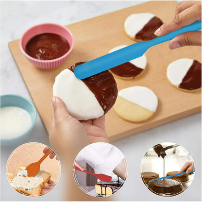 Food Grade Silicone Rubber Spatula Set for Baking, 5 Pcs Cooking, and Mixing High Heat Resistant Non Stick Dishwasher BPA-Free Multicolor