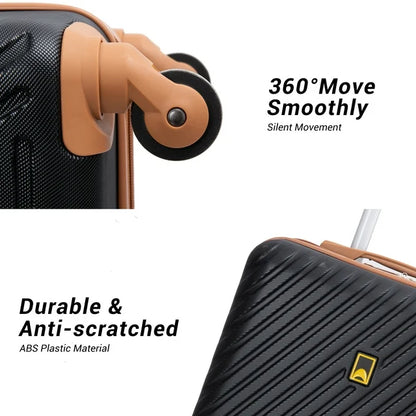 Landisun 3 Piece Carry-on Luggage Sets, Hardside Suitcase Set with Spinner Wheels, Portable Travel Bag and Toiletry Bag, Black