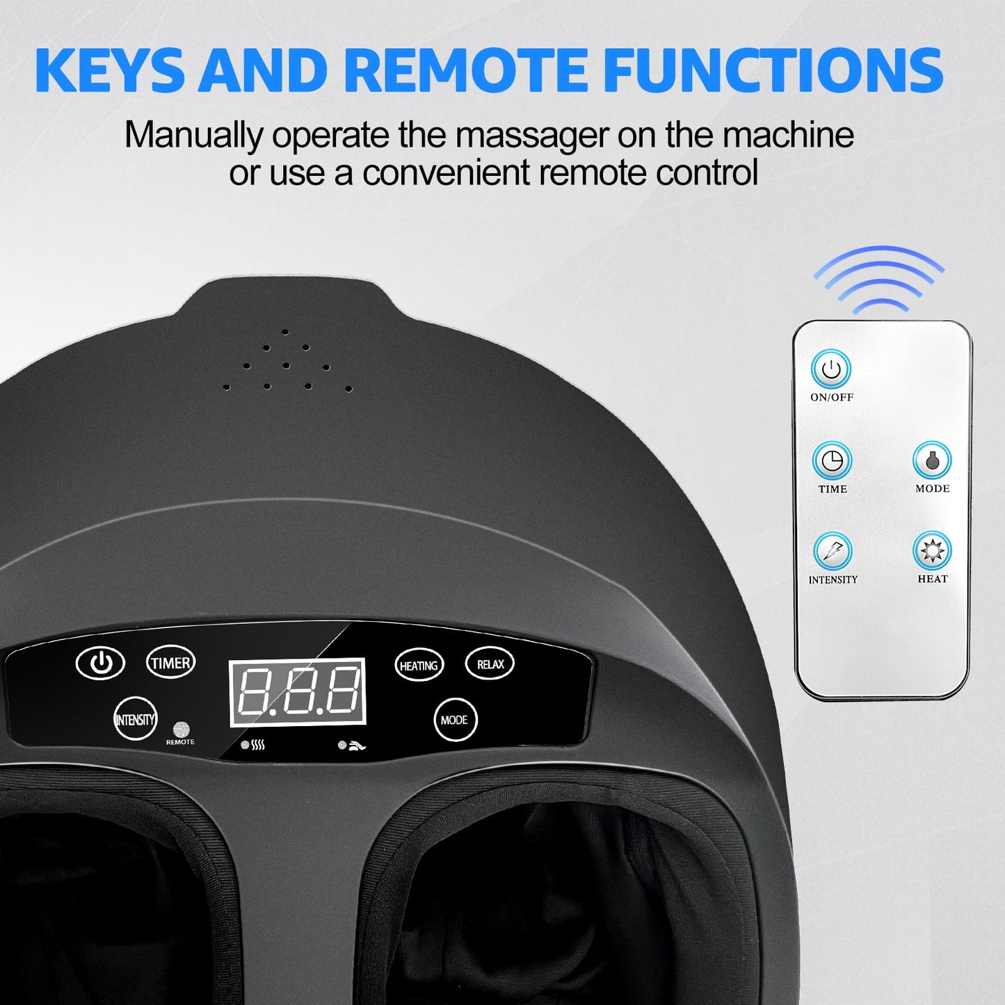 Foot Massager Machine with Heat Therapy, Adjustable Timer, Wireless Remote Control Removable Foot Sleeves Perfect for Relaxation and Pain Relief for Tired Feet at Home or Office