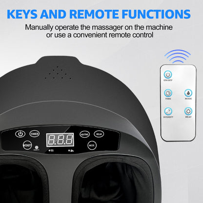 Foot Massager Machine with Heat Therapy, Adjustable Timer, Wireless Remote Control Removable Foot Sleeves Perfect for Relaxation and Pain Relief for Tired Feet at Home or Office