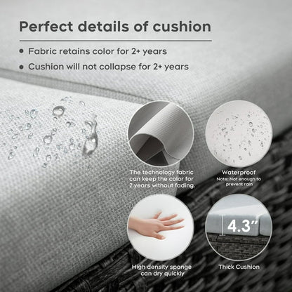 Brafab Patio Rattan Conversation Set Outdoor Furniture Set w/ Meige Cushion