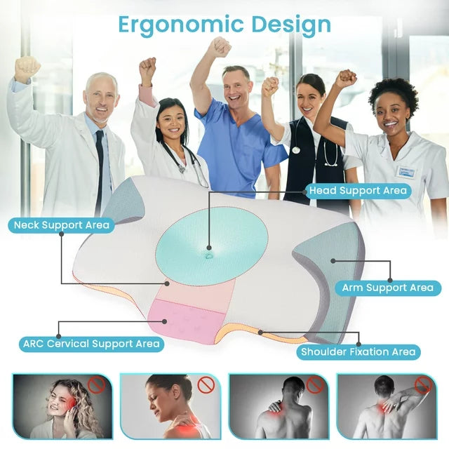 VAVSEA Cervical Pillow for Neck Pain Relief, Contour Memory Foam, Ergonomic Orthopedic Neck Support Pillow for Side, Back & Stomach Sleepers with Breathable Pillowcase, Grey