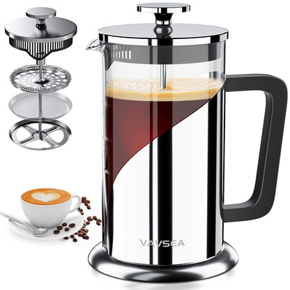 35oz French Press Coffee Maker,304 Stainless Steel Coffee Press for Travel & Home Use,Double Insulated,Dishwasher Safe,Silver