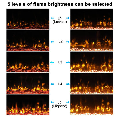 Ktaxon 120V 1500W 30in Embedded Wall-Mounted Fireplace With Remote Control Colorful/12-Color Flam