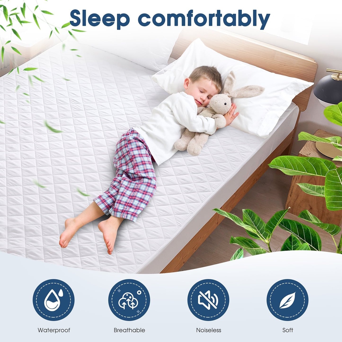 Premium 100% Waterproof Mattress Protector Queen Size 3D Air Fabric Cooling Mattress Cover Bed Pad Smooth Ultra-Soft