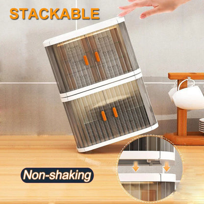 ARCTICICE 2-Pack Collapsible Desk Organizer, Make Up Storage Bins with Lids, Stackable Bathroom Kitchen Drawer Vanity Makeup Cabinet Organizer and Storage Boxes