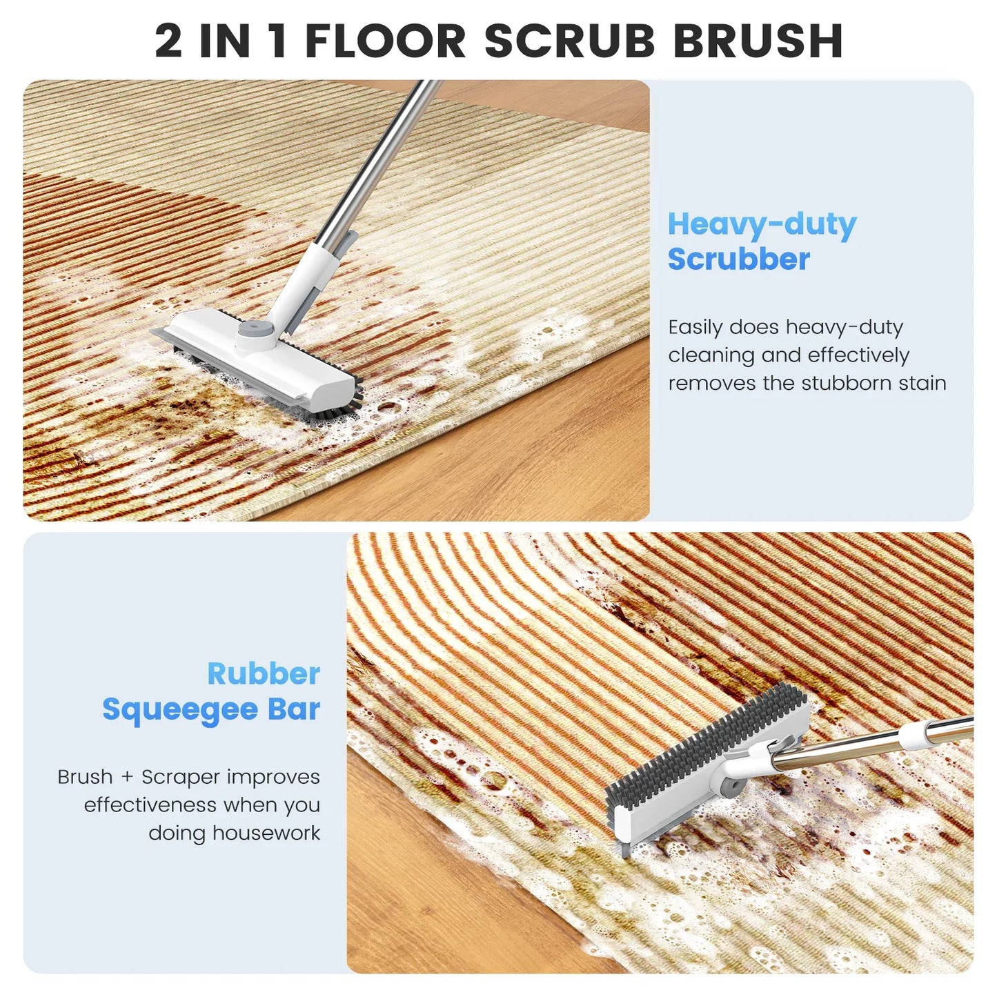 2 in 1 Scrub Brush Floor Brush with Long Handle