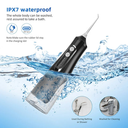 300ML Water Dental Flosser Cordless for Teeth, LCD Display Portable Water Flosser Cleaner Picks with 9 Modes 8 Jet Tips, IPX7 Waterproof Electric Flosser Oral Irrigator for Home Travel Office