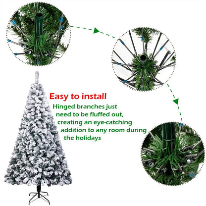 Ktaxon 7 Ft Prince Flocked Artificial Christmas Tree Unlit, Xmas Tree Home Decoration, Automatic Open