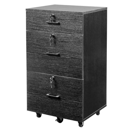 Ktaxon 3 Drawers File Cabinet Legal&Letter Size, with Pencil Drawers Mobile File Cabinet with Rollers, Black