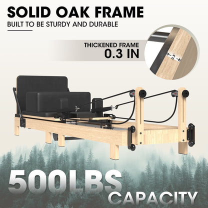 Syedee Pilates Reformer Machine, Wood Pilates Machine Bed Yoga Exercise Strength Training Equipment for Home Workout