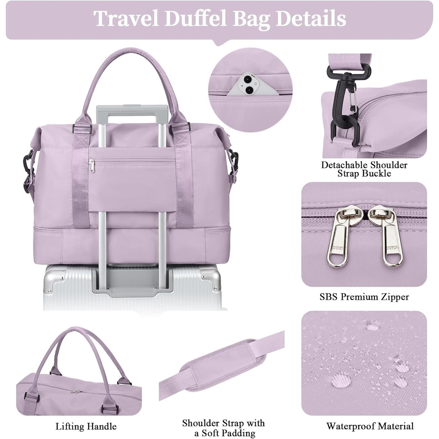 Weekender Bags for Women,Personal Item Travel Bag with Shoes Compartment,Overnight Travel Duffel Bag with Toiletry Bag