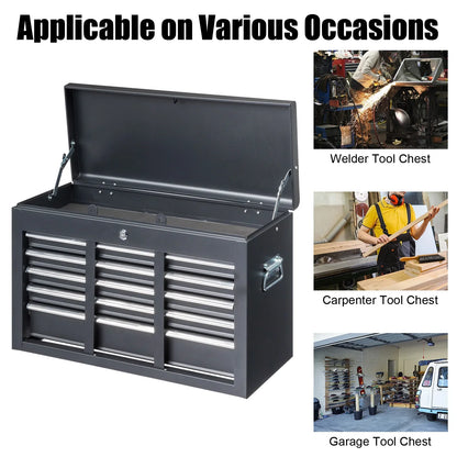 Ktaxon Tool Box, Portable 5 Drawer Steel Toolbox with Top Storage Tray & Carrying Handle, for Garage Trunk Household, Black