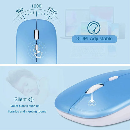 ARCTICICE 10in Wireless Keyboard and Mouse Combo, Ultra-Slim 78 Keys bluetooth Keyboard for Tablet PC Windows Mac IOS Android Devices, Blue