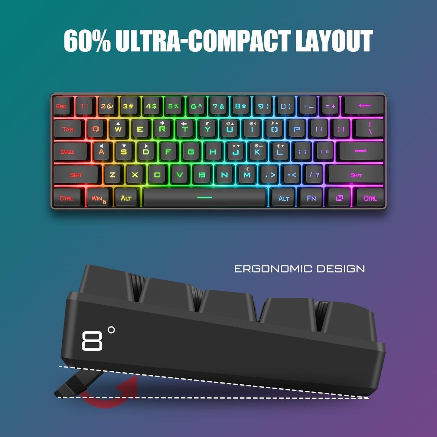 Gaming Keyboard and Mouse Combo, Rainbow LED Backlit Multimedia PC Gaming Keyboard, Office Keyboard Colorful Breathing Backlit Gaming Mouse for Working or Primer Gaming, Office Device