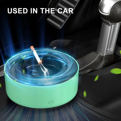 ARCTICICE Smart Smokeless Ashtray Purifier for Car Home Patio, Portable Ash Tray Indoor Outdoor Use, Green