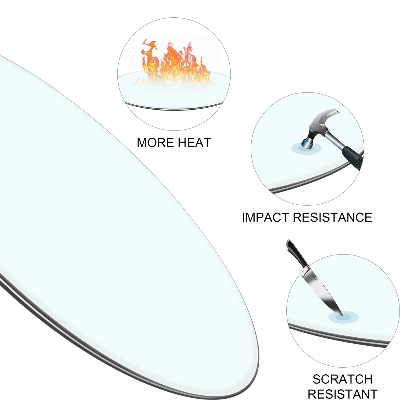 40 Inch Round Glass Dining Table Top,Circle Tempered Glass Kitchen Table Top with 4-6 Rubber Anti-Slip Ring,0.35'' Clear Circular Dining Table Top, for Dining,Restaurant Table and Lazy Susan