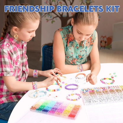 28 Colors 5000 Clay Beads for Bracelets Making Kit ,Polymer Heishi Beads with Charms for Bracelets Necklaces JewelryMaking Gifts for Girls Ages 6-12