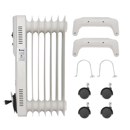 Ktaxon Filled Radiator Heater, Small Portable Space Heater with Adjustable Programmable Thermostat, Quiet, Overheat Protection, 6 Oil Heating Fins, 700W Mini Heater for Home Office White