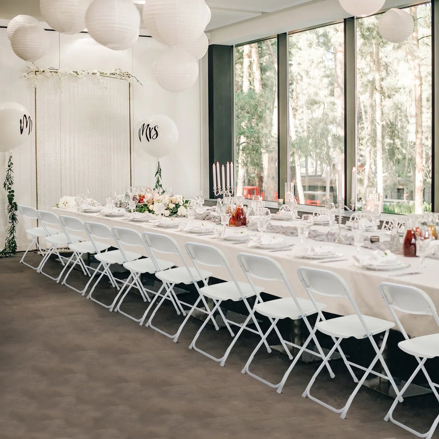 Ktaxon 10 Pack Commercial Plastic Folding Chairs Stackable Wedding Party Chairs Portable Chairs for Outdoor White