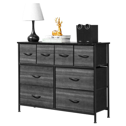 Ktaxon Dresser with 4 Big 4 Small Drawers - Furniture Storage Tower Unit, Steel Frame, Wood Top, Easy Pull Fabric Bins, Black