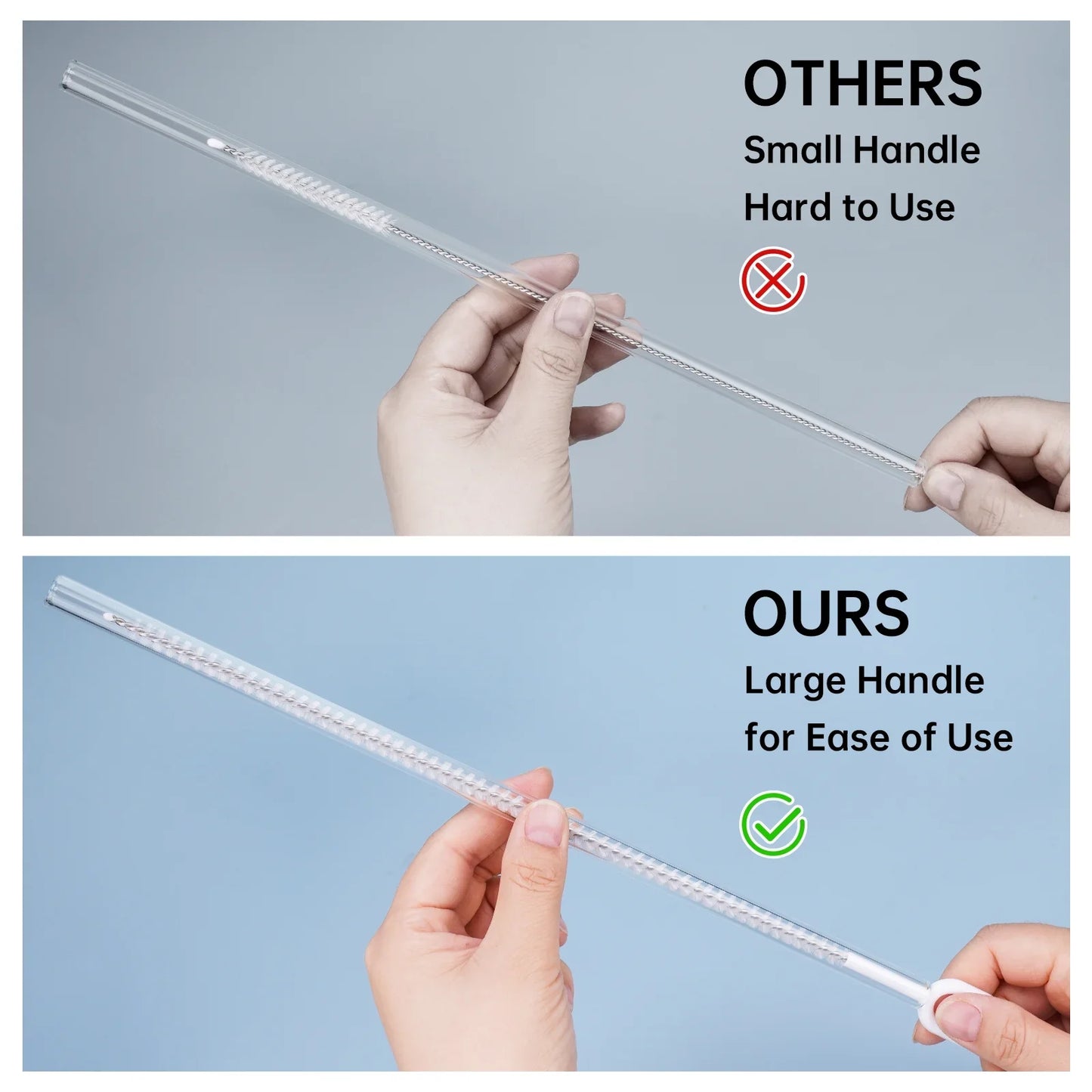 NiHome 12-Pack Heavy Duty Straw Cleaning Brushes for Stanley Tumbler, 6mm & 10mm Straw Cleaner Brush for Different Straw Sizes, 12" Extra Long Straw Brushes, Durable Nylon & Stainless Steel Reusable