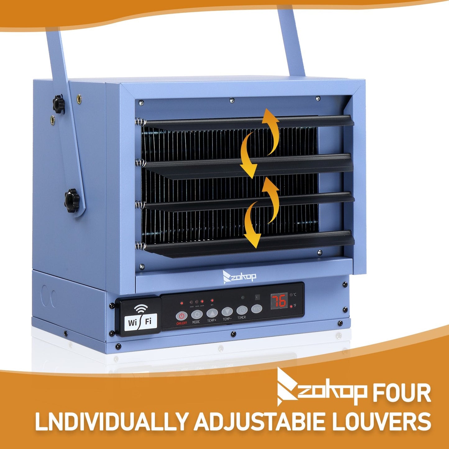 Ktaxon WiFi Smart Electric Garage Heater, 5000W Ceiling Mount Space Heater, 240-Volt Hard-Wired Heater Fan-Forced Shop Heater with Digital Thermostat, 12H Timer, Remote Control, Blue