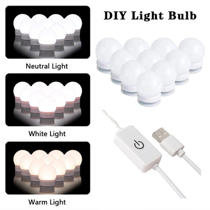 Ktaxon Makeup Vanity with 9 Drawers, Vanity Desk with 3 Color Light, Vanity Table Set w/ Drawer Dresser, for Girls and Women, White