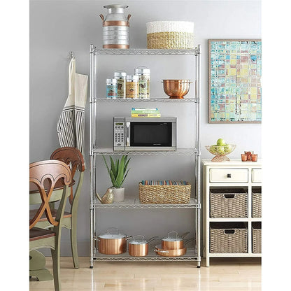 Ktaxon 5-Tier Wire Shelving Unit, Steel Storage Rack for Office Kitchen 30" W x 14" D x 60" H, Silver