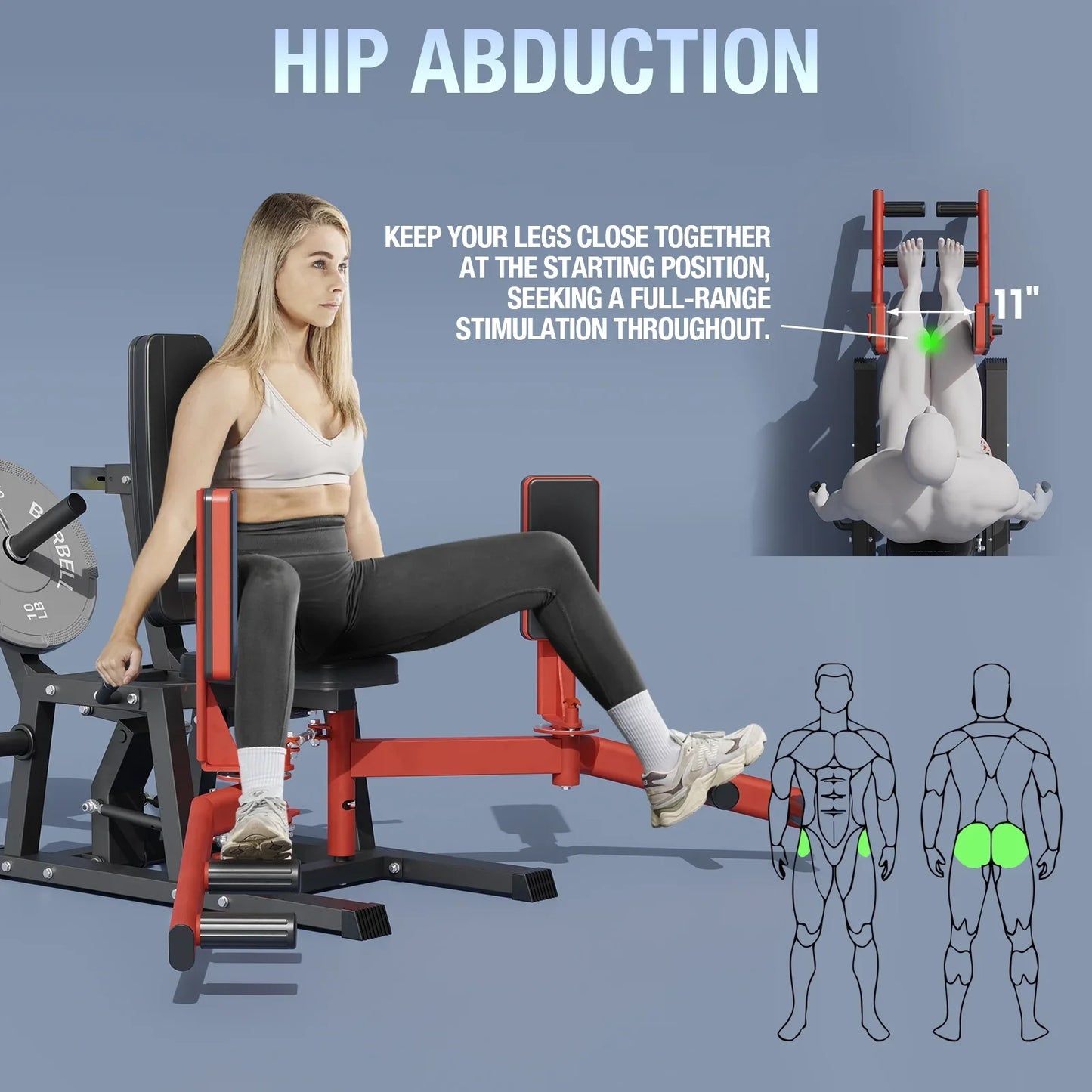 Syedee Hip Abductor Machine, Plate-Loaded Inner and Outer Thigh Machine, Thigh Master Hip Trainer, Hip Thrusters for Home Gym（2024 Vision）