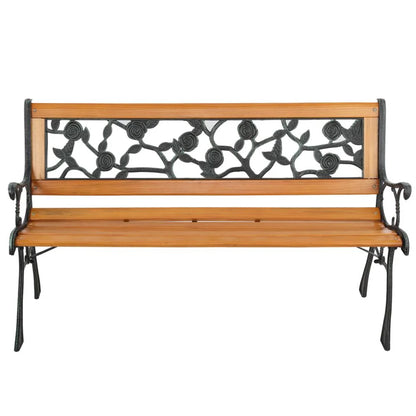 Ktaxon 49" Patio Furniture Rose Style Park Hardwood Bench Bronze, Wooden Bench, Outdoor Bench for Garden, Entrance, Lawn, Park