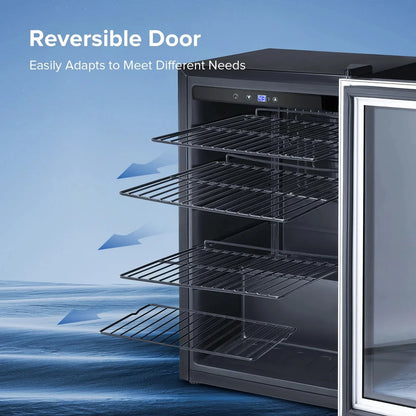 Auseo 180 Can Beverage Refrigerator and Cooler with Stainless steel frame Glass Door & Handle for Home