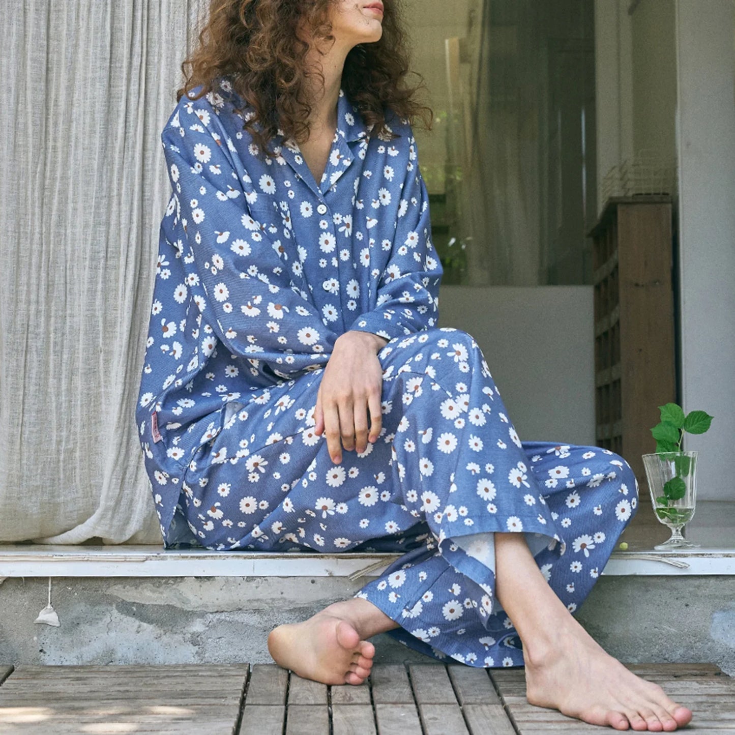 Pyjama Set Women's Long Sleeve Tops Sleepwear Button Down Loungewear Comfy Pajamas Pjs Shorts Set Homewear