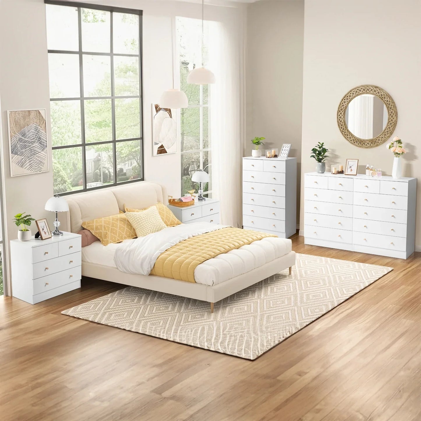 Ktaxon 6 Drawers Dresser Chests for Bedroom, Wood Chset of Drawers,Dressers Organizer for Bedroom, Living Room,Hallway, White